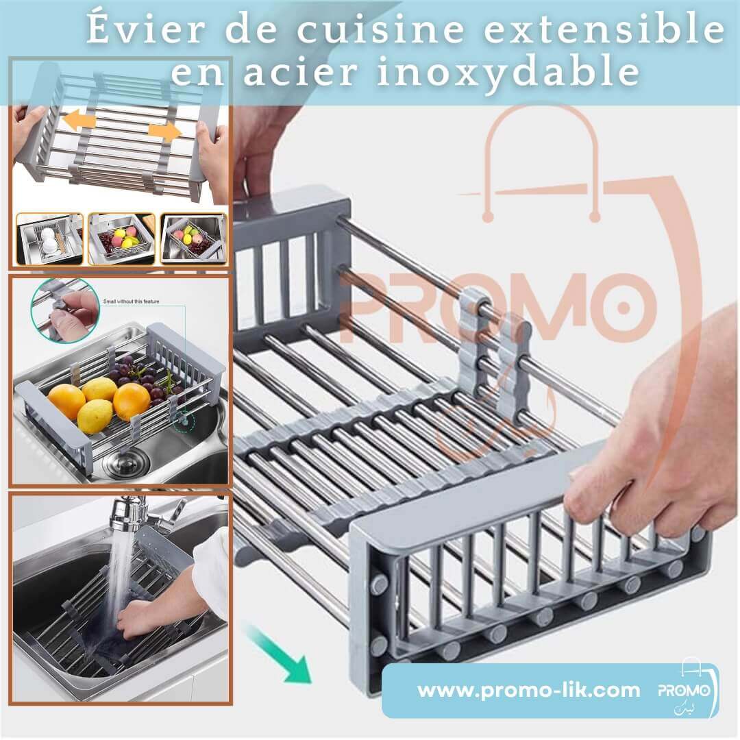 Évier de cuisine extensible en acier inoxydable